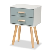 Baxton Studio Giles Modern and Contemporary Oak Brown and Multi-Colored Wood 2-Drawer Nightstand